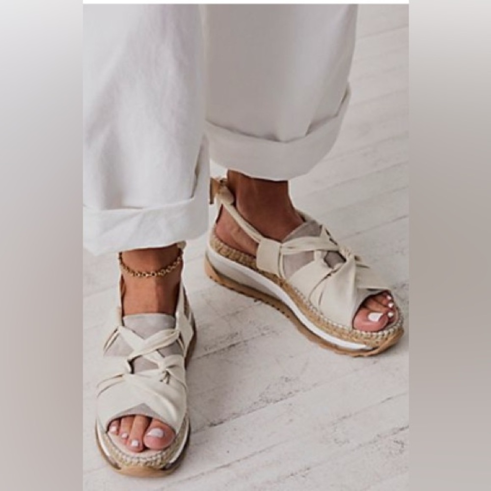 New! Free People Chapman Sport Lace Up Espadrille Sandals in Ivory Size 8